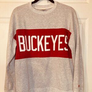 Homage BUCKEYES Light Gray & Red Color Block Crewneck Shirt - Unisex Size M